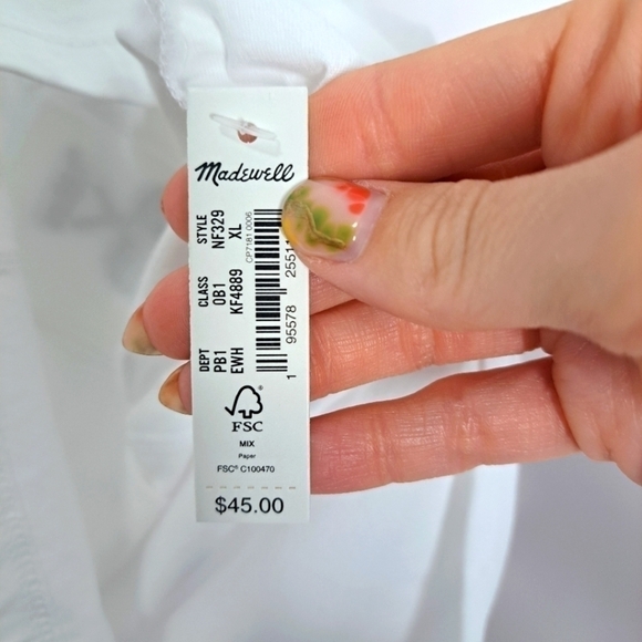 Madewell MWL embroidered tennis pull on seamed shorts white XL NWT - Picture 11 of 11